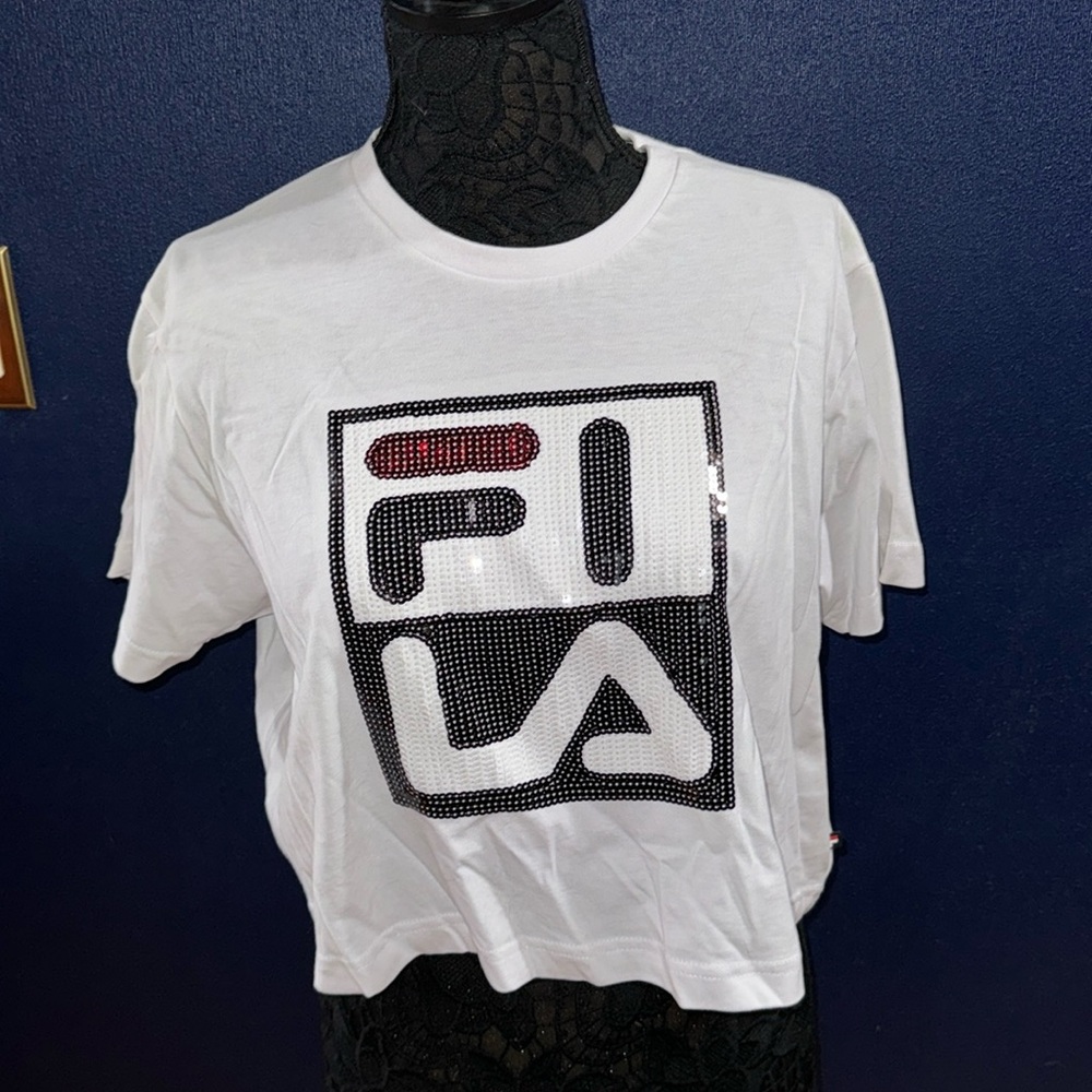 Fila Sequin Crop Top T-Shirt